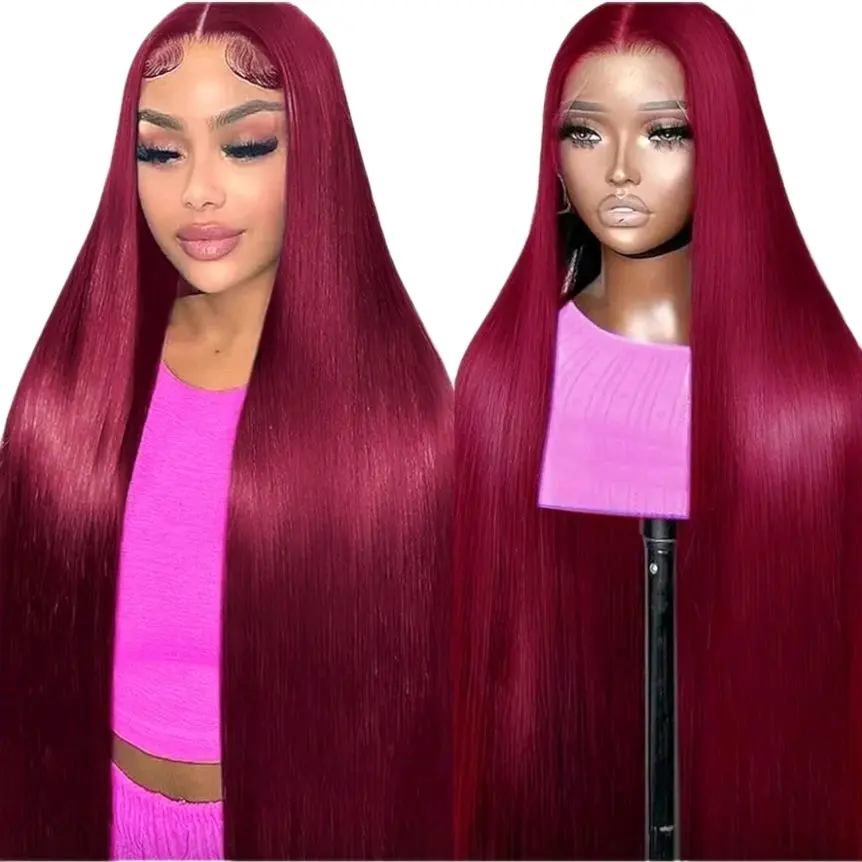 Melly's B urgundy Lace Front Human Hair Wigs Red Human Hair Wig