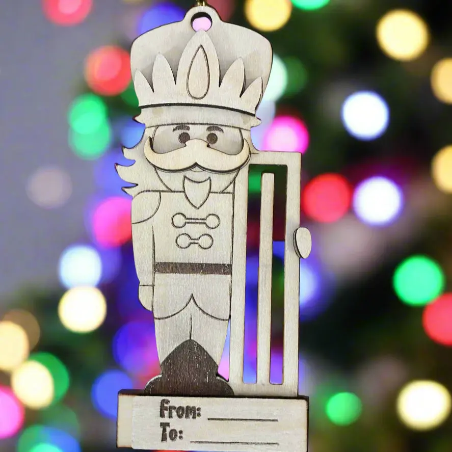 Personalized Laser-Cut Wooden Nutcracker Money Holder Figure - 5.8" x 2.3", Hidden Slot, Ribbon, Handmade Holiday Christmas Ornament, Home Supplies, Unisex Customizable Gift for Teachers