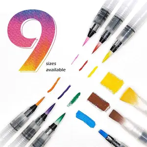 9PCS Water Brush Pens for Watercolor, Water Color Pen, Watercolor Paint Pens, Refillable Water Paint Brush, Watercolor Pens, DIY Painting Supplies