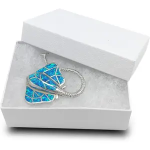 The Display Guys – Cardboard Jewelry Boxes With Cotton – 100 Pack – White Swirl – #32 (3.3" x 2.3" x 1")