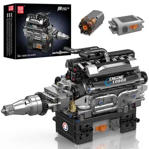 Mould King 10205 RR V12 Engine Kits Building Block Sets That Runs, Build Your Own Combustion Engine, Model V8 Engine Kits for Display, Physical Science Experiment Toy for 14+ Kids Boys and Adult 10205 (733 Pcs)