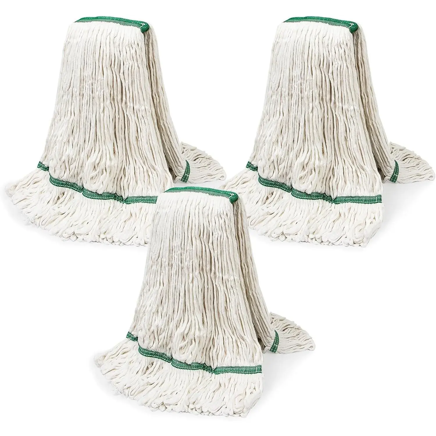 20oz Commercial Cleaning Mop Head Replacements, 3 Pack Heavy Duty Industrial Cotton Looped End String Cleaning Mop Head Refills,Used for Home,Garage,Office and Kitchen,White Mop Refills