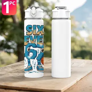 1pc Energetic Basketball Number 67 Plastic Water Bottle | Cute Printed Design, Flip Top, Reusable 25oz 750ml Lightweight Leak Proof Travel Drinks Bottle, Ideal for Birthday, Christmas, Halloween, Thanksgiving Gift