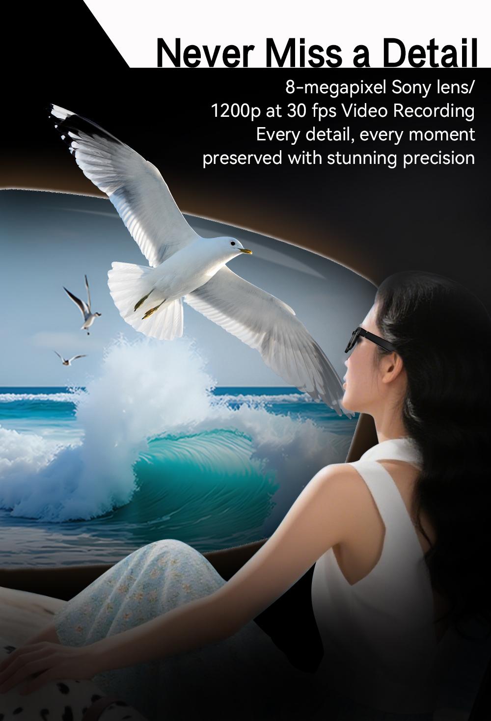 NEW Smart AI Glasses with 8MP Camera Video Recording Chatgpt 100+ Languages Real-Time Translation Bluetooth Call Music Play Replaceable Lenses Earphones for Travel Outdoor Adventures Cycling Wearable Devices