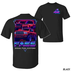Neon Diesel Truck T-Shirt, Retro FASS Style Pickup Truck Graphic Tee, Vaporwave Diesel Fuel Systems Inspired Shirt for Truck Lovers & Diesel Enthusiasts, Performance Truck Apparel