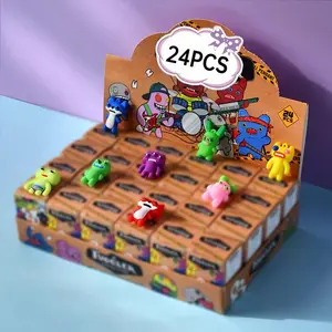 24 Pcs Cute Monster Keychain Mini Figure Set, Backpack Charms for Kids, Easter Basket Stuffers, Party Favors & Birthday Gifts for Boys Girls 3.5cm Creativity Playtime Figurine Vibrant Playful