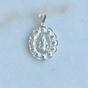 Medalla de La Virgen Milagrosa Plata Mexicana 925 Pendant for Religious Jewelry