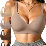 4 Pcs Women's Seamless Bra Wireless Soft Bralette Full Coverage Push Up T-shirt Comfortable Everyday wear- Jelly, Supportive, Sports Bra Workout Bra Sportswear Bra elegant plain style nightwear gift  jelly wireless woman comfortable push
