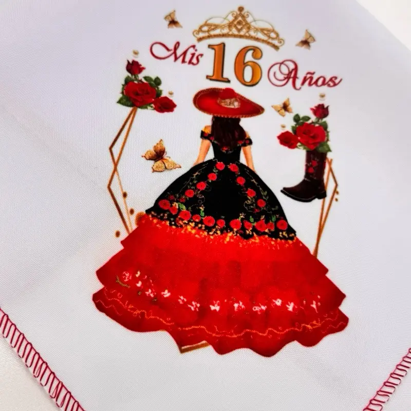 Disposable Napkins for Sweet 16 Party Favors - 12-Piece Elegant Red Dress & Crown Print Tableware, Home & Festive Celebration Supplies