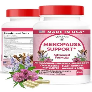Lunakai USA Made Natural Menopause Supplements for Women – 13-in-1 Menopause Relief for Hot Flashes, Night Sweats, Sleep & Mood Support, 60ct