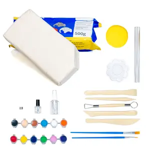 Fadchoi Air Dry Clay Pottery starter Kit ,Beginners Home Pottery Kit for Adults,Complete DIY Clay Set with Tools,Sculpting Accessories and Gloss Varnish,Arts Crafts Plate Making Kit,Perfect Christmas Gift