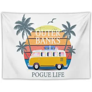 Pogue Life, Outer Banks North Carolina Tapestry for College Dorm, Bedroom And Living Room Home Decor, Retro Vintage Art Wall Tapestries Hanging for Gifts