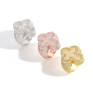 Edgy  Cross Ring • Micro-Paved T-Shaped Zirconia HipHop Statement Piece  • Unique Niche Design for Trendsetters