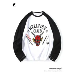 Club Graphic Patchwork Long Sleeve Shirt, Casual Fitted Home Wear, Daily Wear for Men & Women