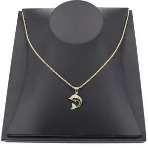 14K Gold Plated Necklace with Dolphin Pendant Elegant Jewelry Accessory for Stylish Wearers