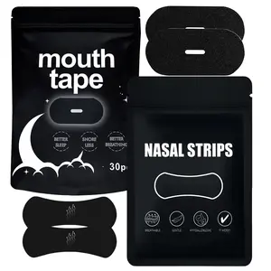 Sleep Aid Kit, 2 Packs Breathable Structure Nasal Strips & Mouth Tape, Gentle Adhesion Non-Allergenic Design, Improves Night Sleep Quality, Ideal for Effective Snoring Relief