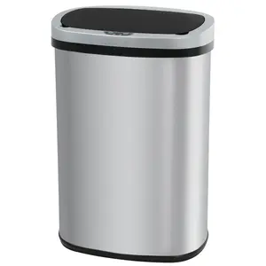 Trash Can Touchless Motion Sensor, 13 Gallon Stainless Steel with Lid Anti-Fingerprint Mute Designed, Waste Bin 50L for Office Bedroom Living Room Home Storage
