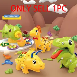 Haircut Dinosaur Playdough Set, DIY Hair Styling Playdough Kit, Fun Role-Play Playdough Set, Creative Kids Craft Supplies
