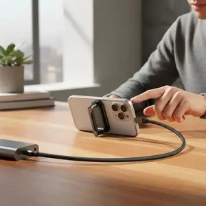 240W Fast Charging Cable with Foldable Stand - Type-C USB-A 2-in-1