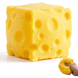 Yellow Cheese Squishy Toy Slow Rising Soft Squeeze Fidget Toy Stress Relief Sensory Desk Toy for Kids Adults Cute Party Gift
