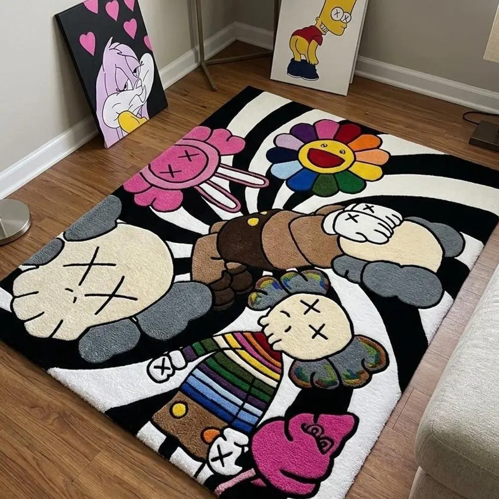 KAWS Inspired Hand-Tufted Rug | Pop Art Anime Carpet for Bedroom, Living Room KAWS Inspired Hand-Tufted Rug | Pop Art Anime Carpet for Bedroom, Living Room