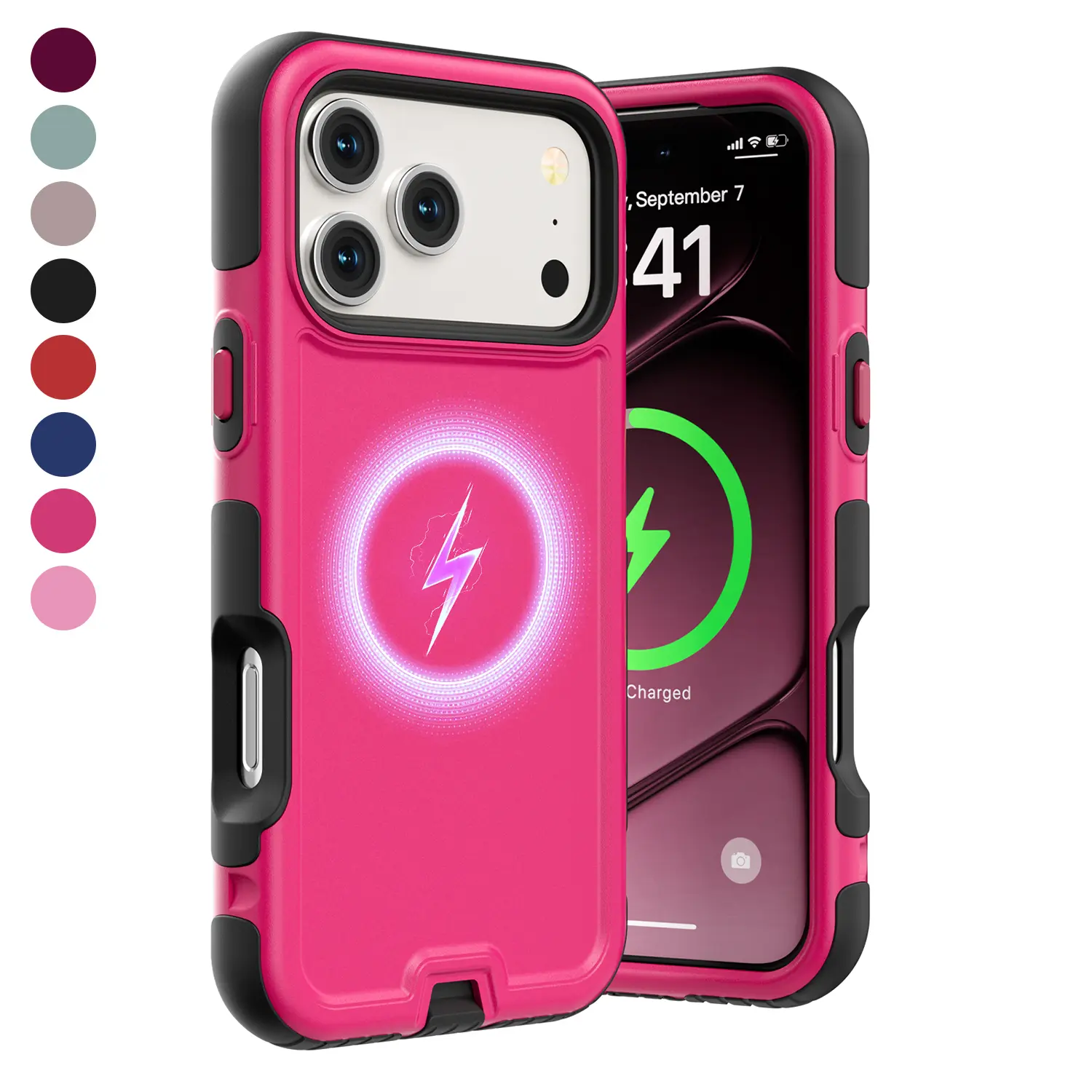 Heavy Duty Magnetic Smartphone Case for iPhone 17 Pro Max/16/15/14 Pro Max, MagSafe-Compatible Rugged Cellphone Cover, Dual-Layer Shockproof Military-Grade Anti-Drop Protection for Handheld Devices with Wireless Charging Support
