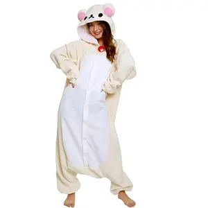 Cartoon Rilakkuma Adult Jumpsuit Pajamas Autumn And Winter Warm Comfortable Cartoon Couple'S Casual Home Wear Pajama Set Gift