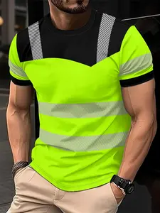 Men's Casual Summer Geometric Printed Short-Sleeve Fitted T-Shirt. Comfortable, breathable, and versatile. Suitable for outdoor wear. Simple and stylish men's crew neck pullover T-shirt Streetwear, Menswear.