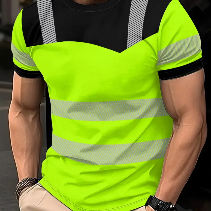 Men's Casual Summer Geometric Printed Short-Sleeve Fitted T-Shirt Geometric Pattern Tees. Comfortable, breathable, and versatile. Suitable for outdoor wear. Simple and stylish men's crew neck pullover T-shirt Streetwear, Menswear.