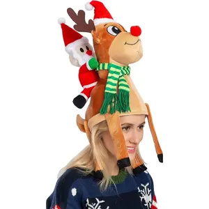 Christmas Funny Reindeer Hat Santa Riding a Reindeer for Cute and Festive Christmas Party Gifts Dress Up Celebrations, Decorations, Costume Accessories