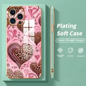 Leopard Print Hearts Phone Case，Sweet Girly Style for iPhone 17 16 15 14 13 12 11 Plus Pro Max，Valentine's Day Present. a2