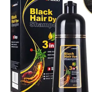 Meidu 3 in 1 Natural Hair Dye Ginger Color Shampoo for Men and Women 500ml- Black