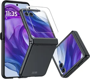ENMASO ase for Motorola Razr+ Plus 2024 2025 Phone ase for  Razr + 2024/2025 Blak | with Hinge Protetion, Built-in Sreen Protetor, Slim, Rugged, Anti-Srath, Shokproof