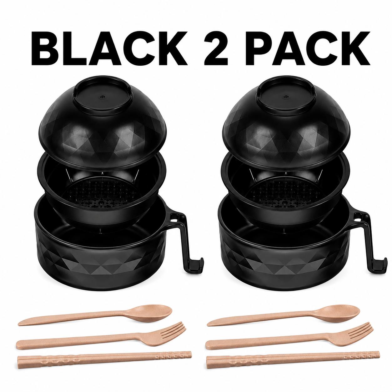 MIUVA Microwave Ramen Bowl Set with Handle, Spoon, Fork, Chopsticks, 6 Sets, Safe & Easy Use, Versatile for Noodles, Soups, Cereals, Ideal for Dorms & Home, Christmas Gift, Spring Kitchen Gadgets