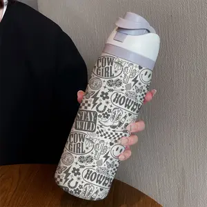 Wild Girl 32oz Dual-Drink Sports Water Bottle, 304 Stainless Steel Large Capacity Leakproof Insulated Tumbler, Perfect Gift for Women, Home, Outdoor Workout, Travel