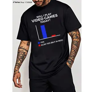 Classic Cotton Funny Gamer Tee for Men – Will I Play Video Games Today Design Fashion Tshirt