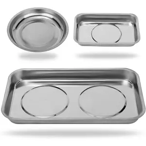 Magnetic Tray Holder 3pc,for Socket Screw Nuts Bolts Metal Parts,Extra Strong Magnet,Thickened Tray,Stainless Steel