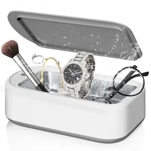 Ultrasonic Cleaner Machine  304 Stainless Steel Tank Sonic Cleaning Device for Eyeglasses Rings Watch Bands Dentures Retainers Coins Makeup Tools and Small Metal Parts Home and Travel Use