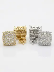 2026 Sparkling S925 Silver/Gold Square Zircon Stud Earrings – Diamond-Like Shine, Elegant Everyday & Party Jewelry