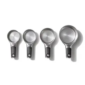 4pc Stainless Steel Magnetic Measuring Cups Set Black: Nesting Design, Dishwasher-Safe, Includes 1 Cup to 1/4 Cup