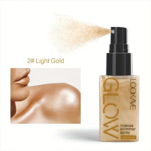Pearlescent Glitter Spray Highlighter Powder, Multi Use, Suitable for Face, Body, Neck, Makeup Enhancer, Glowing Makeup, Shimmering Cosmetics, Long-Lasting Glow Seeker Highlighter