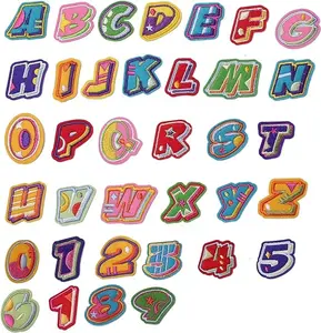 36 Pieces Iron on Letters and Numbers Patches, Colorful Letter Patches Alphabet Embroidered Patch A-Z, Numbers 0-9 Applique for Clothes, Dress, Hat, Socks, Jeans, DIY Accessories-Style2