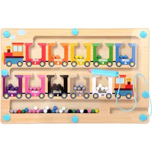 Magnetic Color and Number Maze, Toys for 3 4 5 Year Old, Wooden Magnet Balls Puzzles,Learning Educational Sensory Toys for Toddlers and Kids Boys Girls,Christmas Stocking Stuffers for Kids
