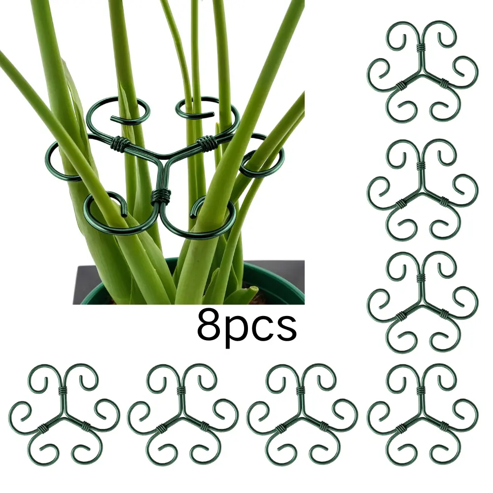 8 Packs Green Iron Monstera Support, Uniquely Designed Plant Support Stakes for Indoor Plants, Stable Plant Stakes and Supports, Turtle Shell Bamboo Clamp Set for Thriving Growth