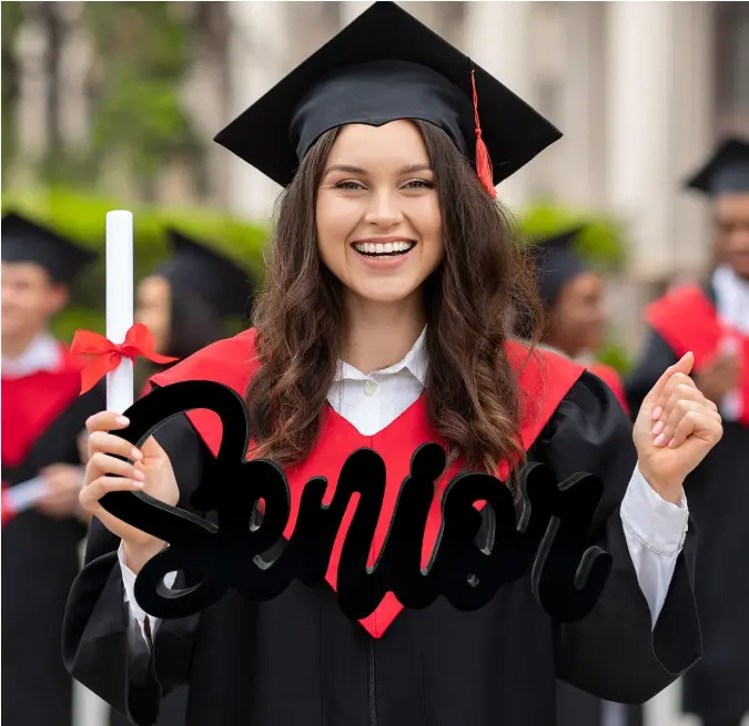 Senior 2027 Sign Wooden Black Graduation Photo Props Graduation Decorations Class of 2027 Table Centerpiece Senior 2026 Sign for 2027 Party Decorations Supplies