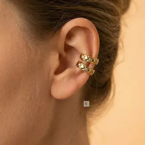 Stainless Steel Ear Cuff – No Piercing Ear Clip Hoop with CZ Stone, Open Gap Flexible Design