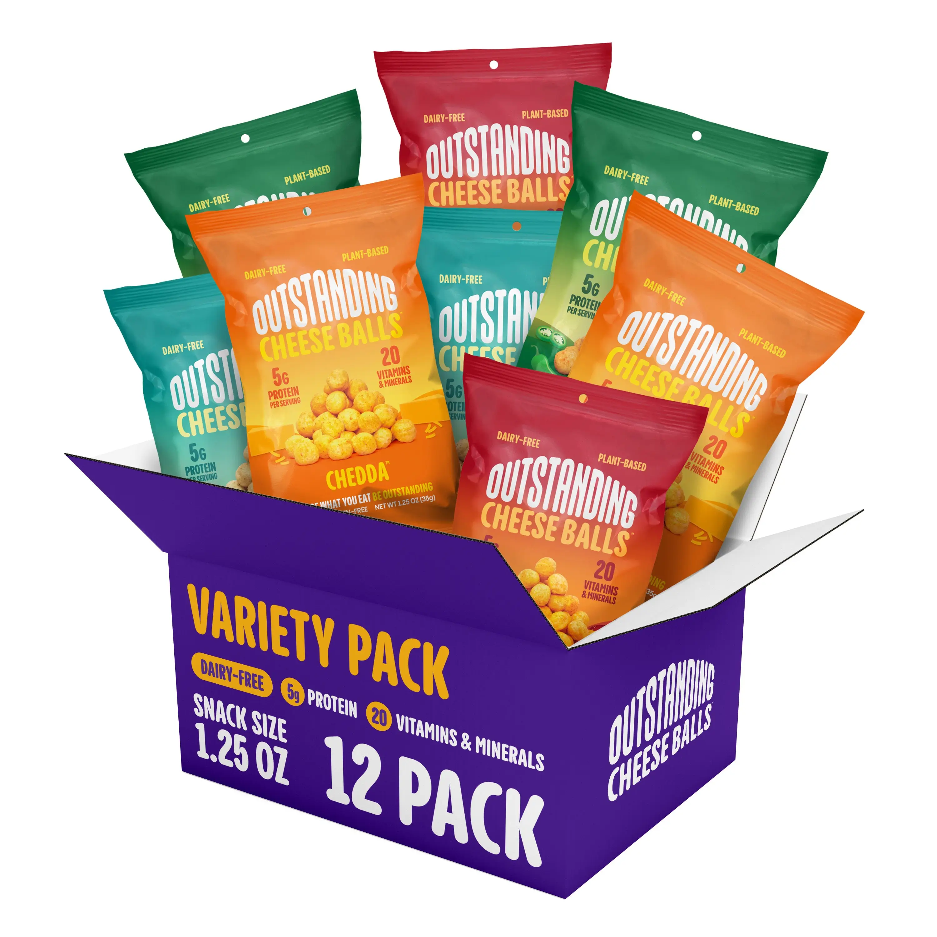Outstanding Cheese Balls  Variety Pack  Snack Size 125oz  12 Pack