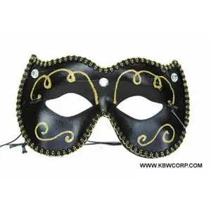 Masquerade Half Mask - Mardi Gras - Black/Gold - Costume Accessory - One Size