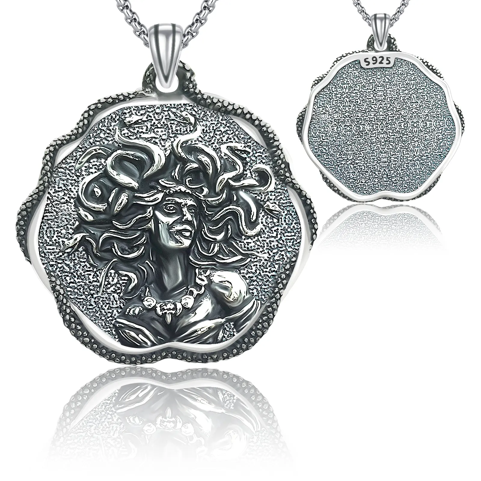 Sebina Medusa Necklace Irregular Pendant Gorgons Mythological Symbol Design  Amulet Silver Jewelry for Men & Women Vintage Mysterious Original Niche Designed Jewelry