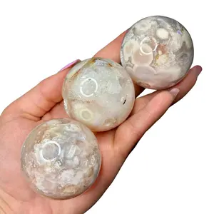 Pink Amethyst x Flower Agate Small Sphere - Natural Flower Agate Sphere - With Druzy